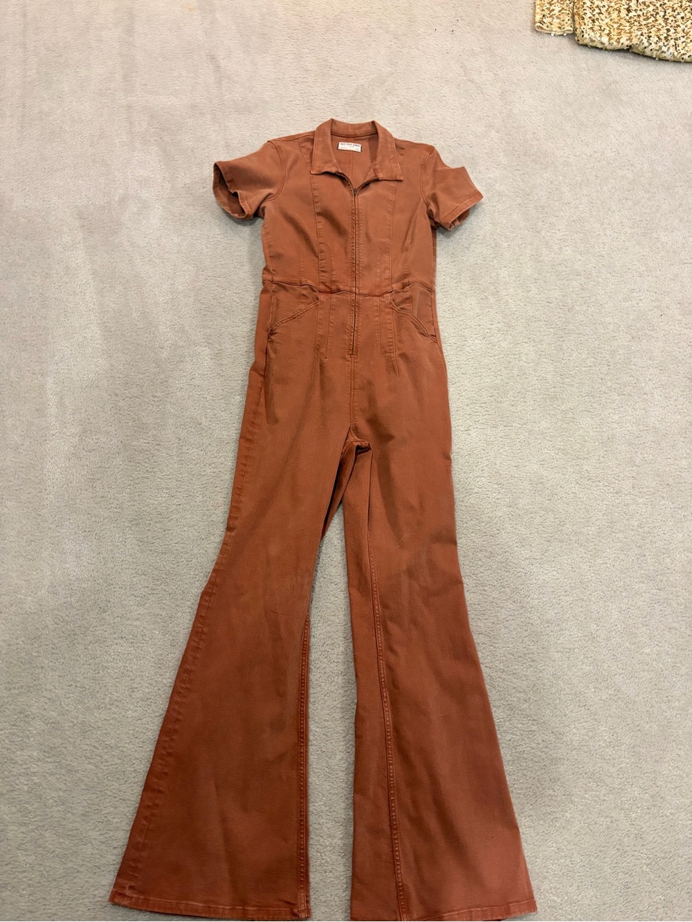 We The Free Rust Short-Sleeve Flared Jumpsuit